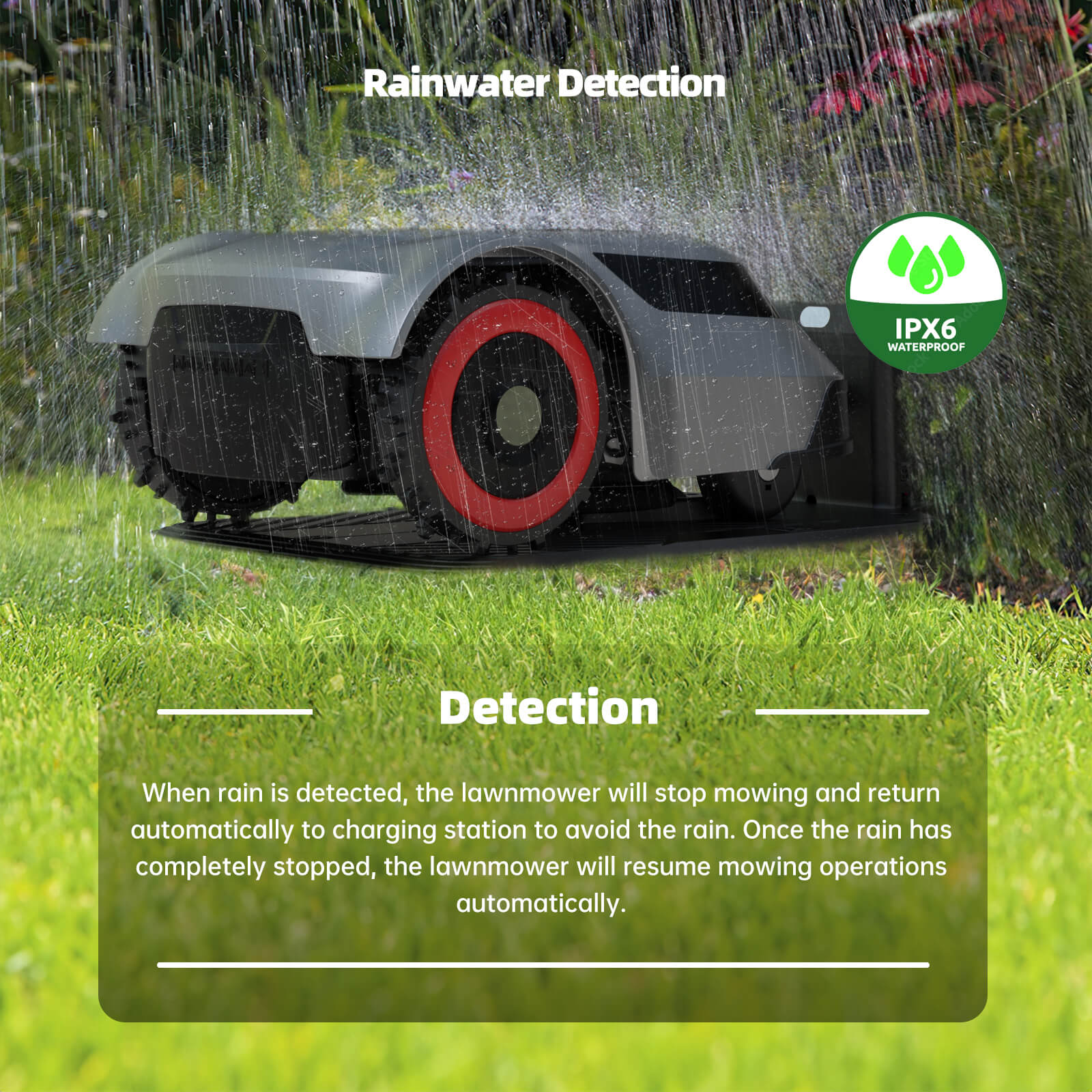 Smonet RLM1000 Electric Lawn Mower-Rainwater Detection