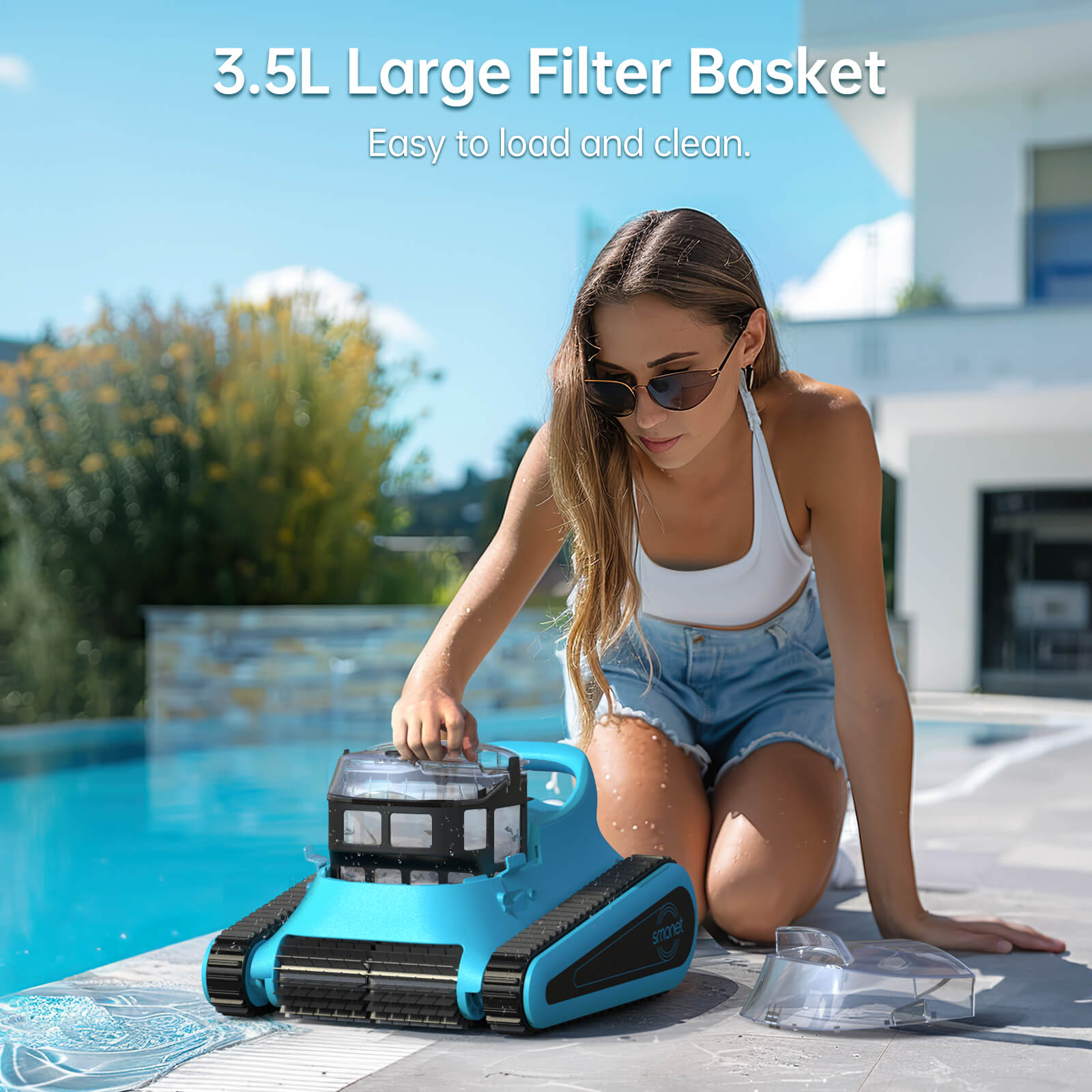 Smonet CR6 Pro cordless pool robotic-3.5L Large Filter Basket, Easy to load and clean.-5